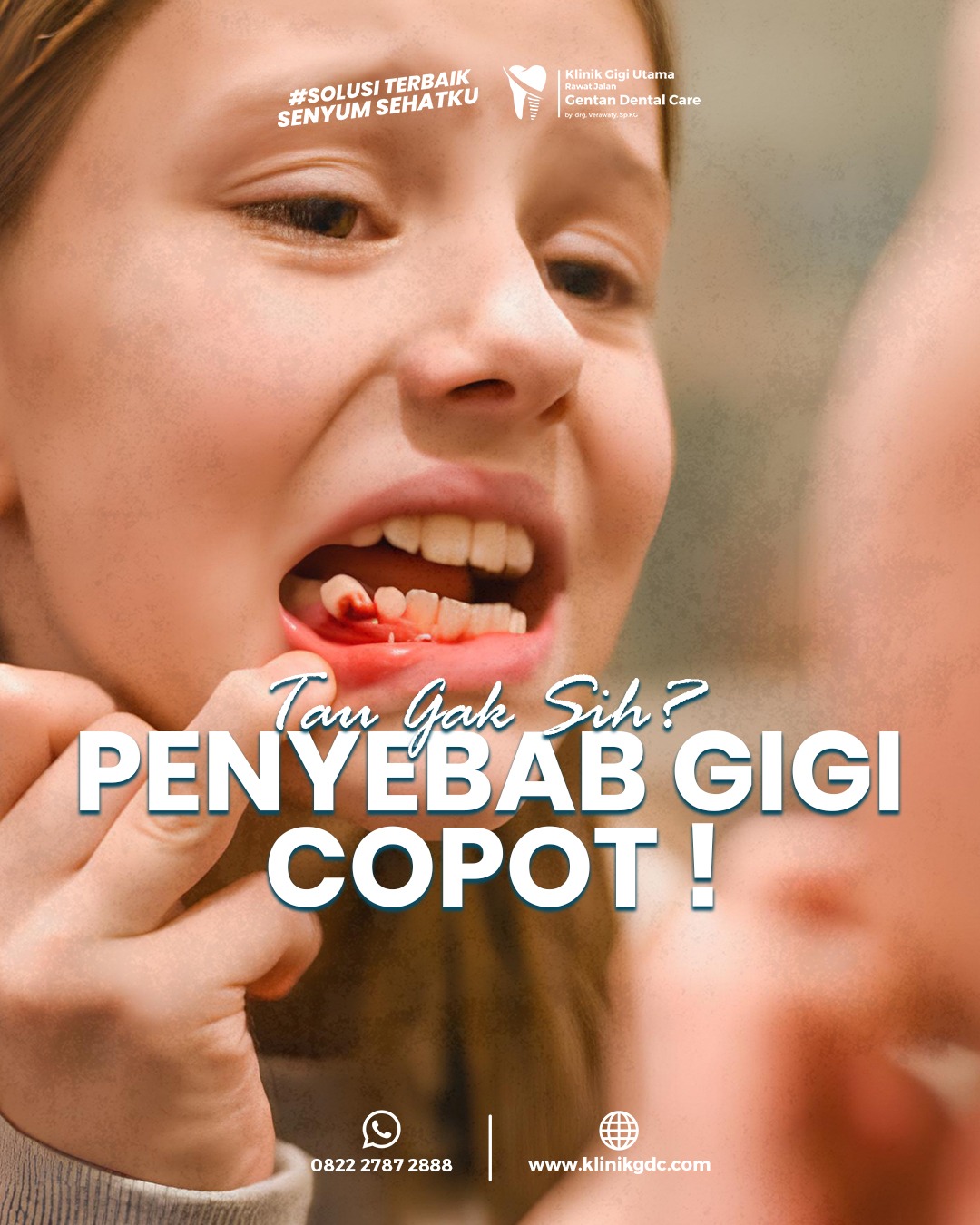 Promotional dental care message displayed.